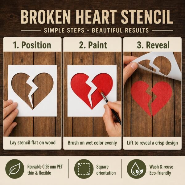 Broken Heart Stencil 4