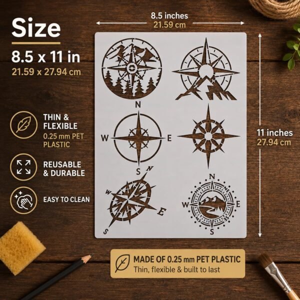 Compass 6pc Stencil 2