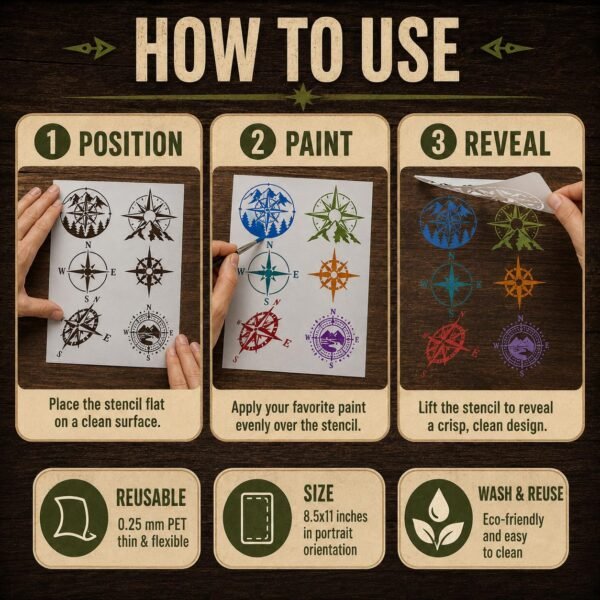 Compass 6pc Stencil 4