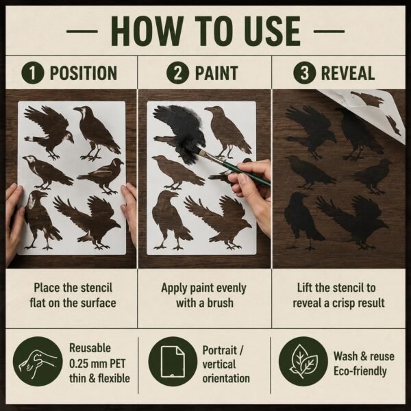 Crows 6pc Stencil 4