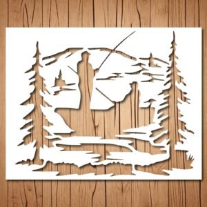 Lake Fishing Stencil