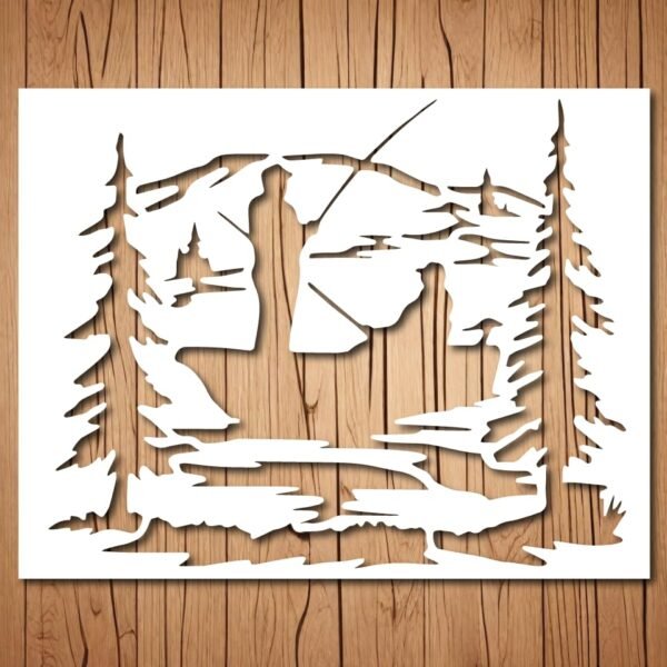Lake Fishing Stencil
