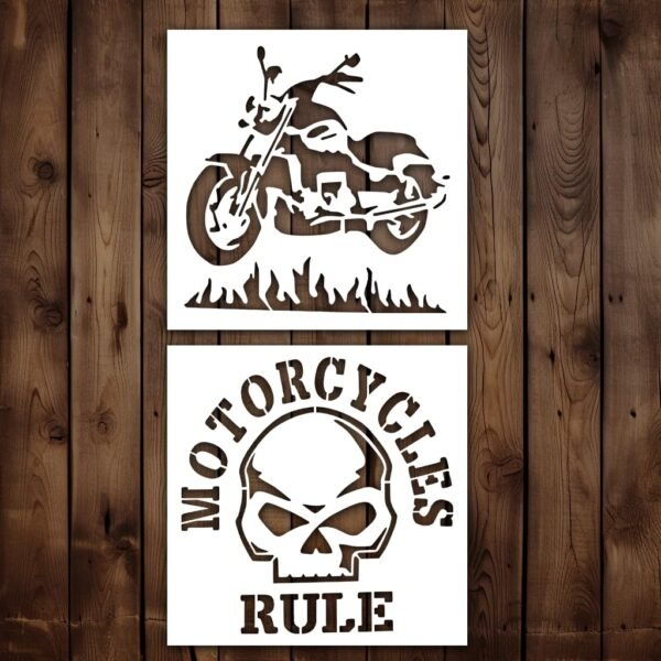 Motorcycles Skull Stencil