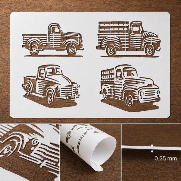 Old Trucks Stencil 8