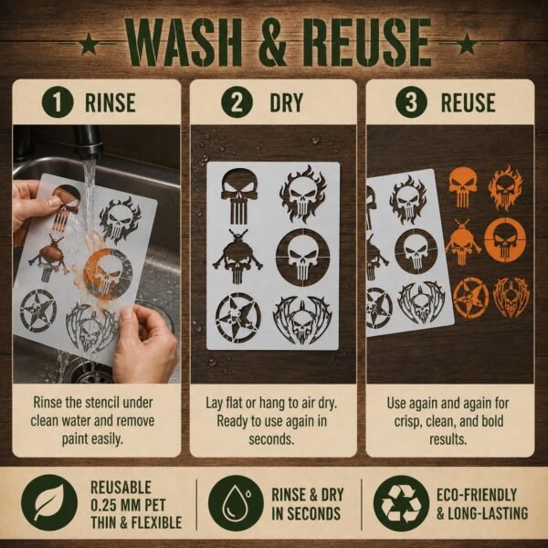 Punishers 6pc Stencil 6