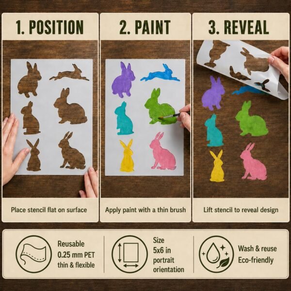Rabbits 6pc Stencil 4