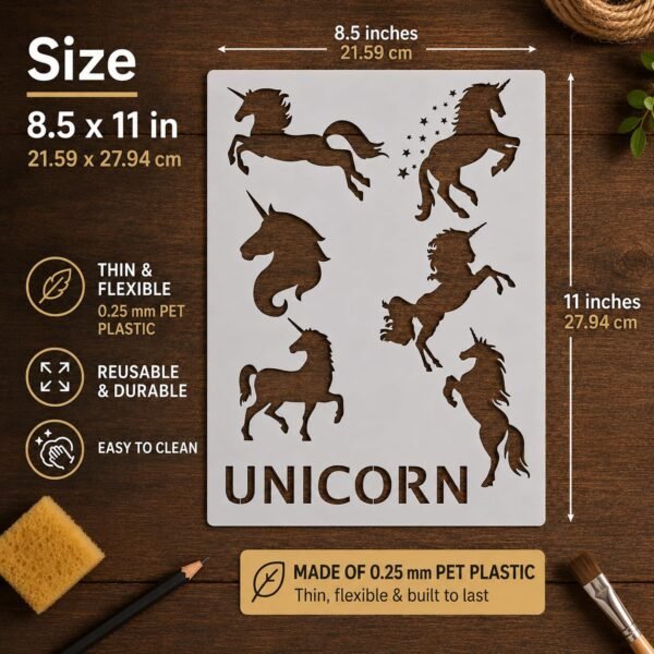 Unicorns 6pc Stencil 2