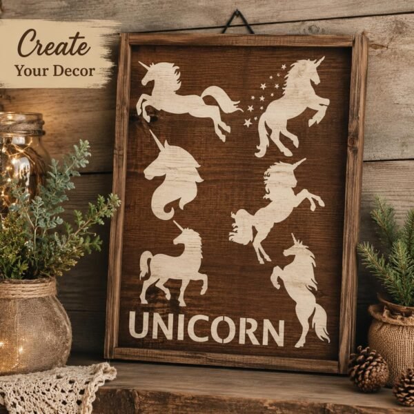 Unicorns 6pc Stencil 7
