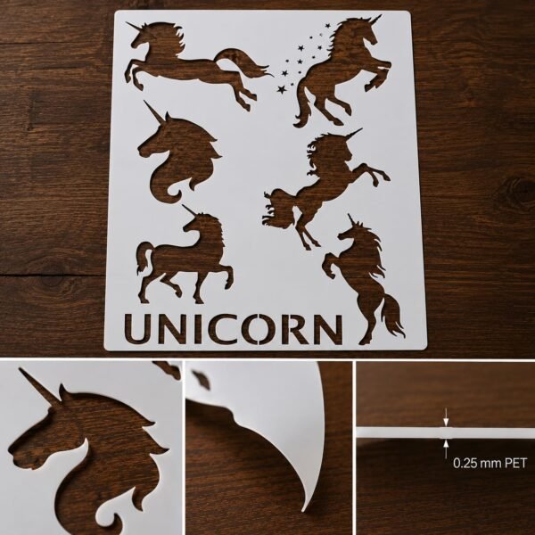 Unicorns 6pc Stencil 8